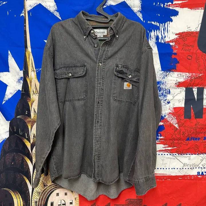 [BUNJANG] Carhartt Black Denim Oversized Fit Shirt XL (105) / s급 칼하트 오버핏 흑청 데님셔츠 XL105