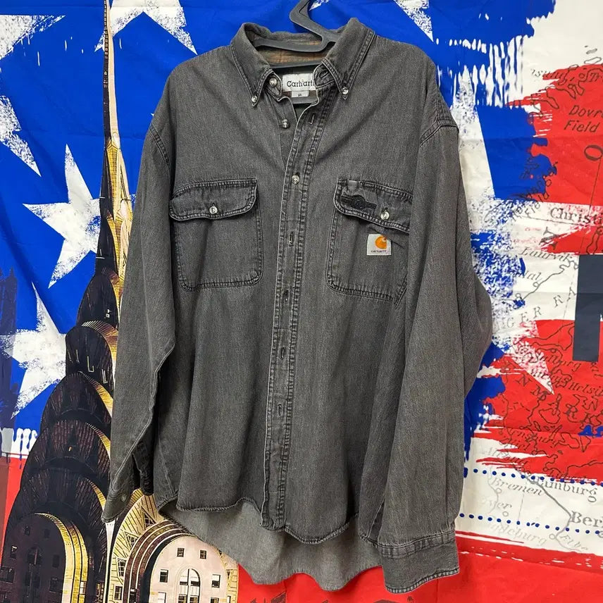 [BUNJANG] Carhartt Black Denim Oversized Fit Shirt XL (105) / s급 칼하트 오버핏 흑청 데님셔츠 XL105
