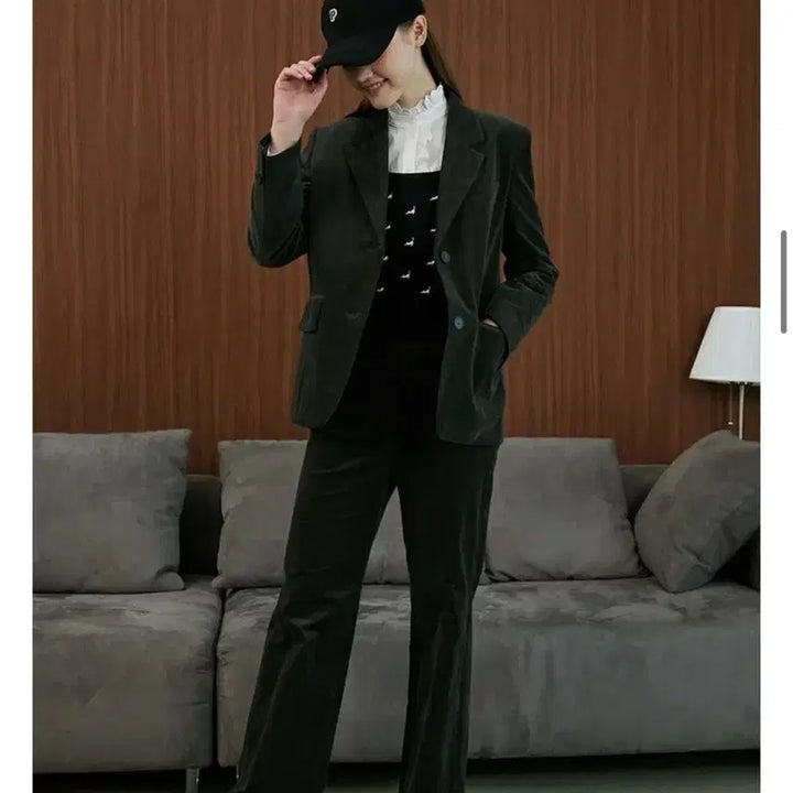 [BUNJANG] Plastic Island Corduroy Single Jacket - Dark Gray - Size S / (새상품) 플라스틱아일랜드 코듀로이 싱글 자켓 다크그레이 S