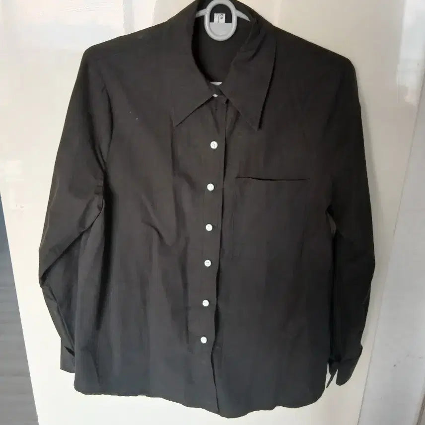 [BUNJANG] Charcoal Basic Long Sleeve Shirt / 여성 차콜 기본 긴팔 셔츠 새옷