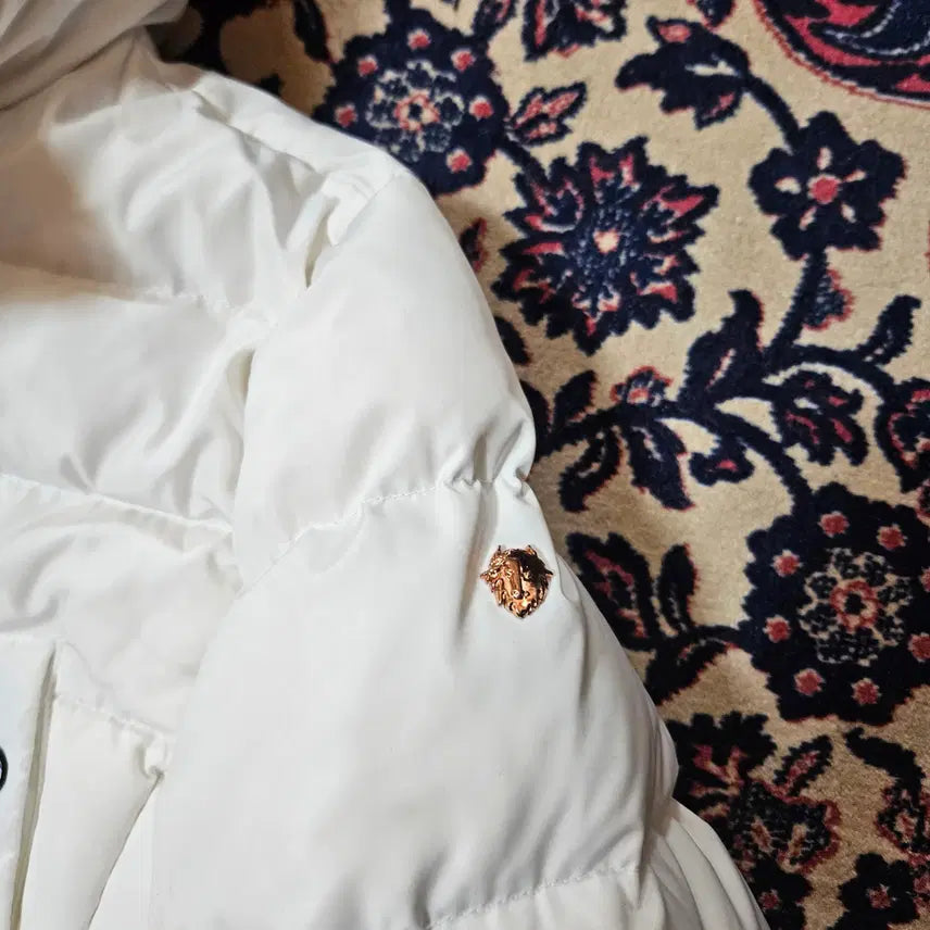 [BUNJANG] Black Yak Rose Gold Zip-Up White Hooded Canada Down Long Padded Coat / 블랙야크 로즈골드 집업 화이트 후드 캐나다다운 롱패딩