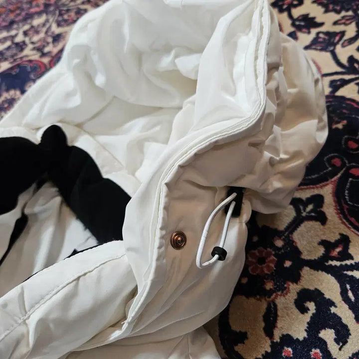 [BUNJANG] Black Yak Rose Gold Zip-Up White Hooded Canada Down Long Padded Coat / 블랙야크 로즈골드 집업 화이트 후드 캐나다다운 롱패딩