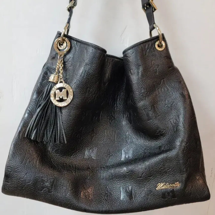 [BUNJANG] Metro City Black Leather Shoulder Bag / 메트로시티 블랙 가죽 솔더백 (정품)