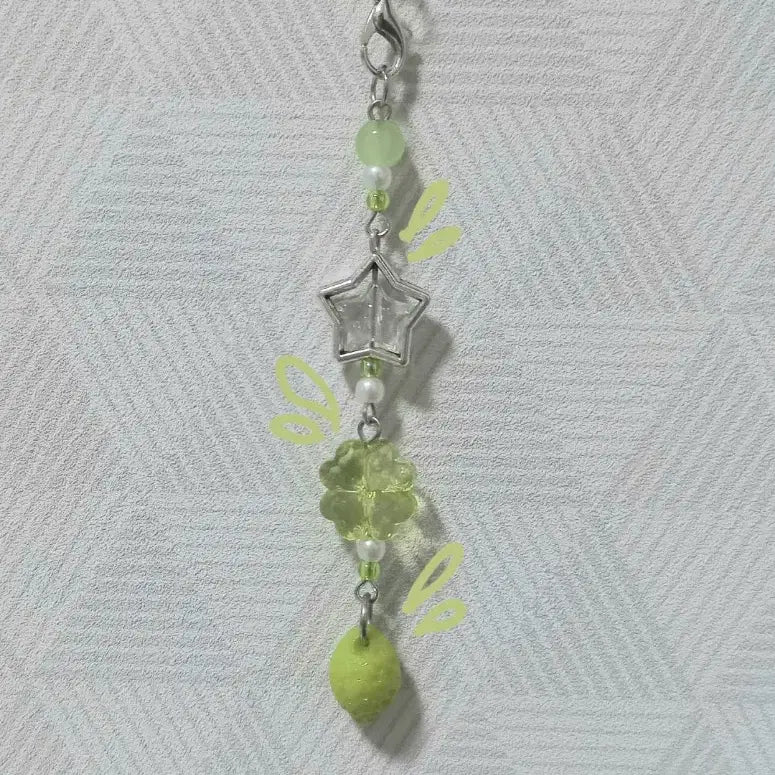 [BUNJANG] Lime Lucky Star Bead Keychain / 라임 행운 별 비즈키링