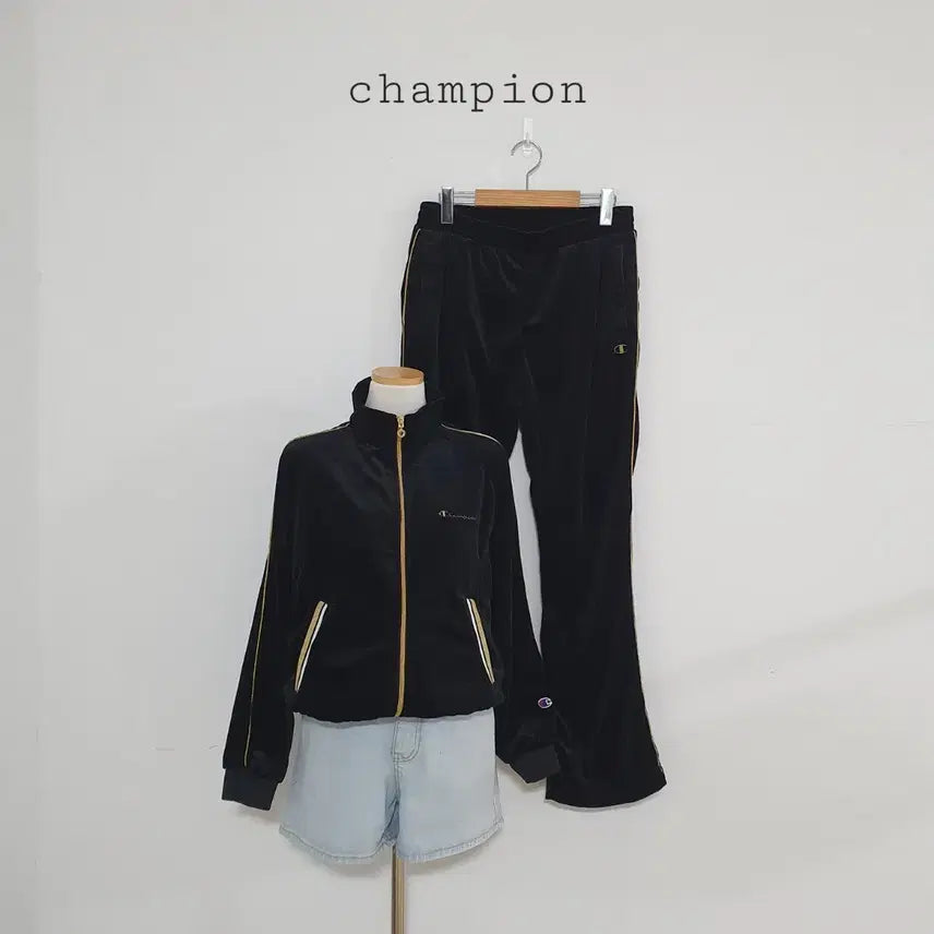 [BUNJANG] Champion Velvet Tracksuit Set Black / 세일)No.26021202 챔피온 벨벳 트레이닝복 세트 블랙