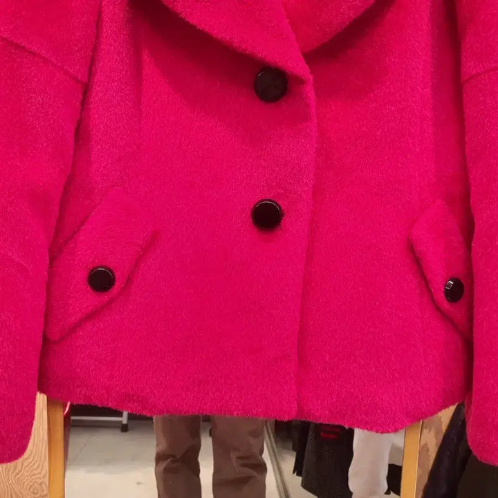 [BUNJANG] Shema Premium Wool Angora Jacket - Hot Pink - Size 66 / (앙고라40%) 쉐마 프리미엄 울 앙고라 자켓 / 핫핑크 / 66