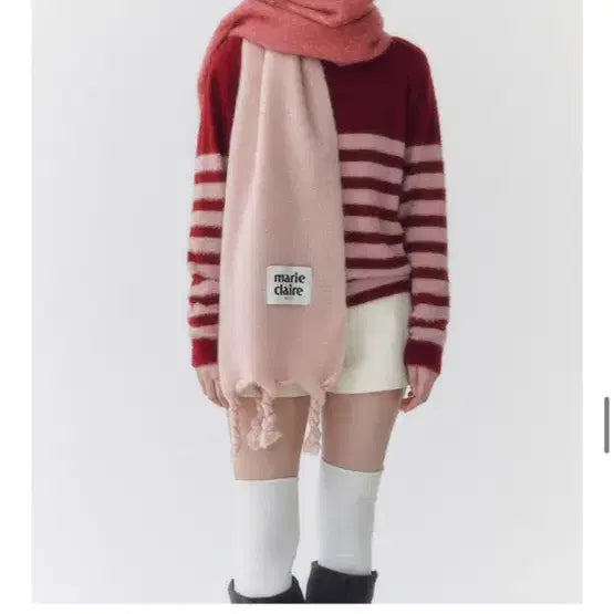 [BUNJANG] Marie Claire Hair-y Stripe Cardigan / 마리끌레르 헤어리 스트라이프 가디건