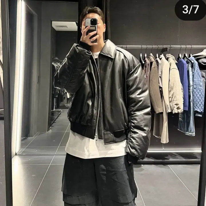 [BUNJANG] Junji 24FW Leather Padded Jacket / 24fw 준지 389 레더패딩 48사이즈 새상품 판매합니다.