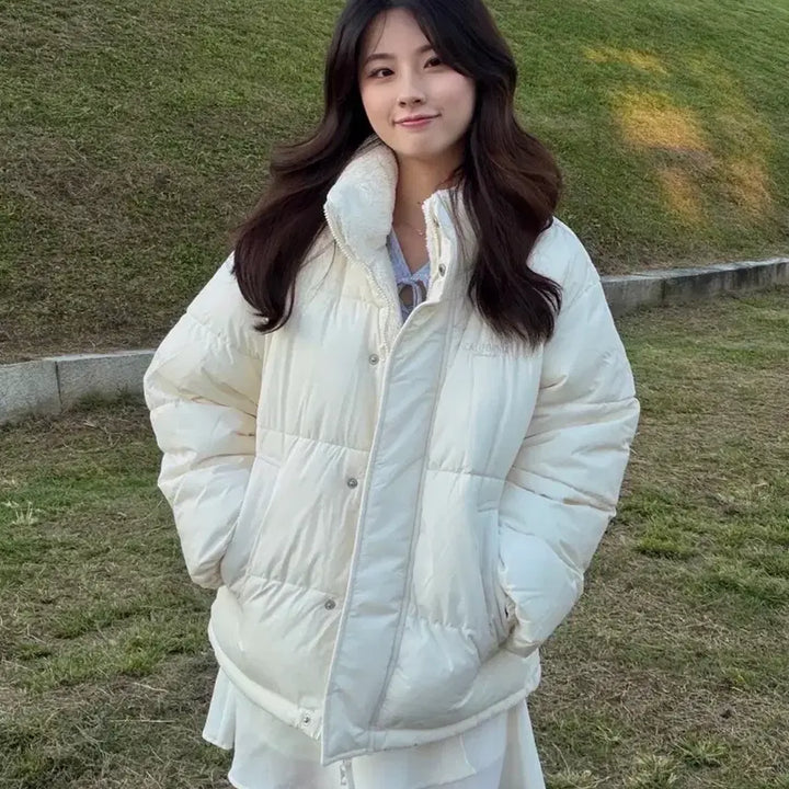 [BUNJANG] Who.A.U Reversible Ivory Puffer Short Padding (Size S) / 후아유 리버시블 양면 아이보리 푸퍼 숏패딩 S