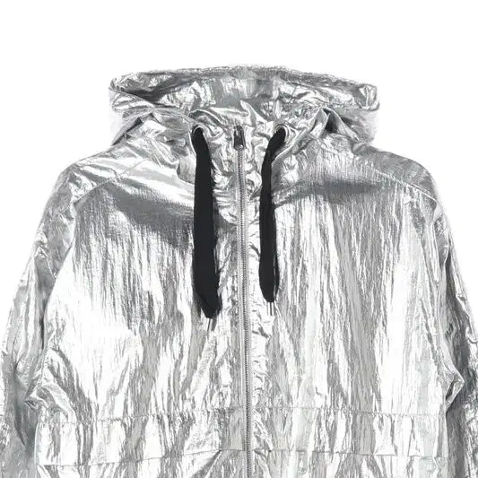 [BUNJANG] MAJE Silver Metallic Hooded Windbreaker Jacket 36 / MAJE 실버 메탈릭 후드 바람막이 자켓 36