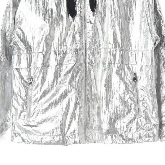 [BUNJANG] MAJE Silver Metallic Hooded Windbreaker Jacket 36 / MAJE 실버 메탈릭 후드 바람막이 자켓 36