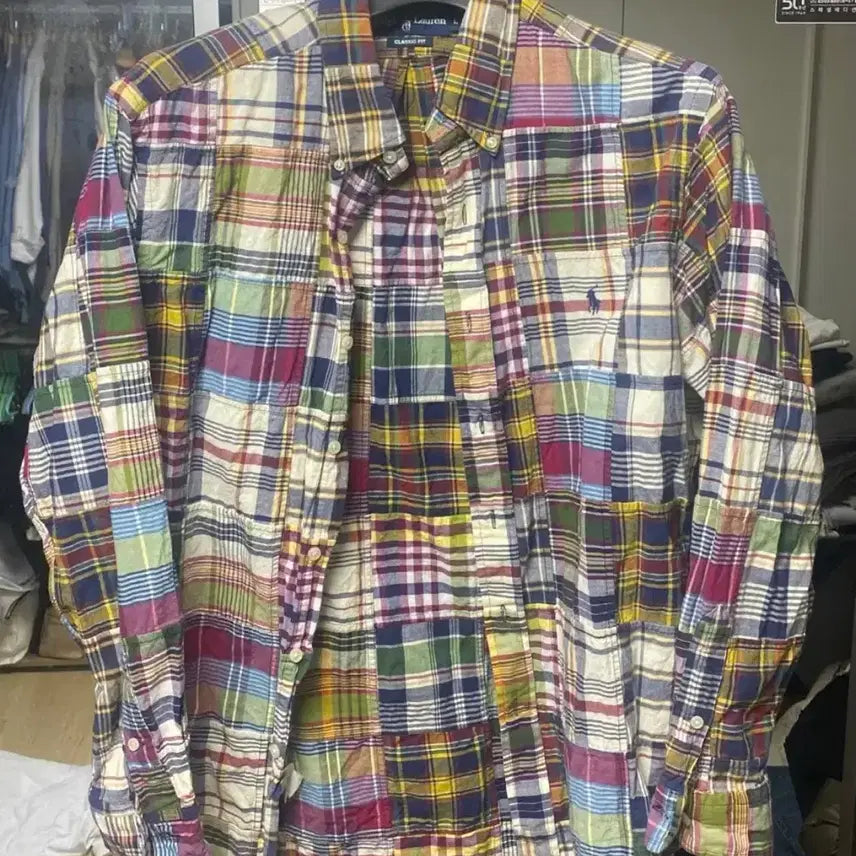 [BUNJANG] Polo Patchwork Shirt L Size / 폴로 패치워크 셔츠 L사이즈