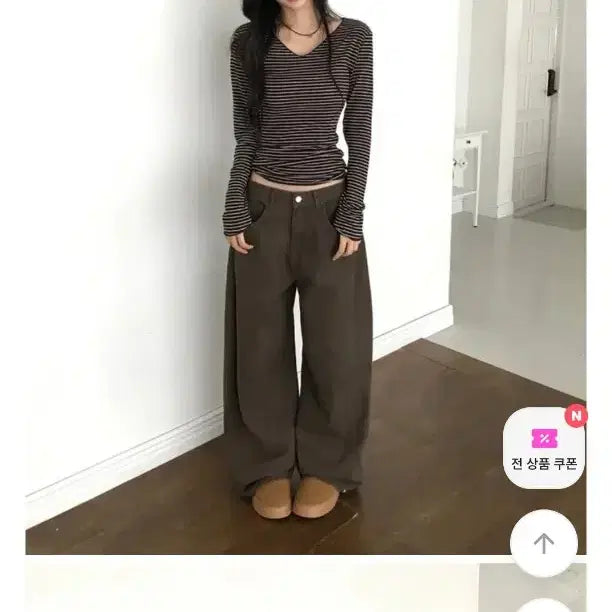 [BUNJANG] Folder Side Snap Wide Cotton Tucked Pants White S / 유색 폴더 사이드 스냅 와이드 코튼 핀턱 팬츠 기모 화이트s 에이블리