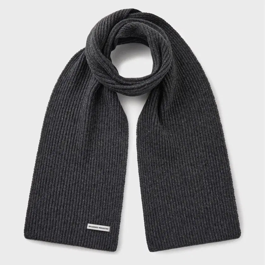 [BUNJANG] Branded Ribbed Knit Muffler / 브랜디드 리브드 니트 머플러