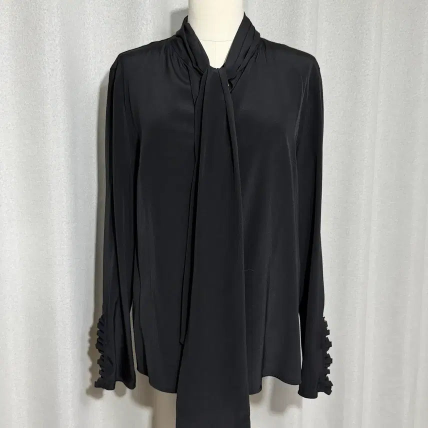 [BUNJANG] Time Silk Tie Strap Blouse (Black) / 한섬 타임 실크 타이 스트랩 블라우스 (블랙) - 미착용 새상품