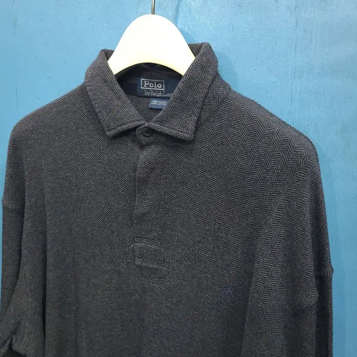 [BUNJANG] Vintage Herringbone Polo Shirt / 희귀 빈티지 헤링본 폴로카라티셔츠