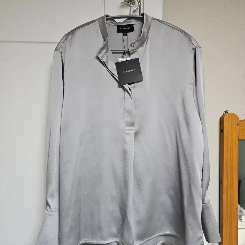 [BUNJANG] Blanchot Satin Shirt Gray / 블랑쇼 blanchot 새틴 셔츠 그레이