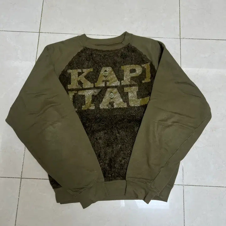 [BUNJANG] Capital Grizzly Sweatshirt - Khaki / [L]캐피탈 퍼 그리즐리 스웨트 맨투맨 카키