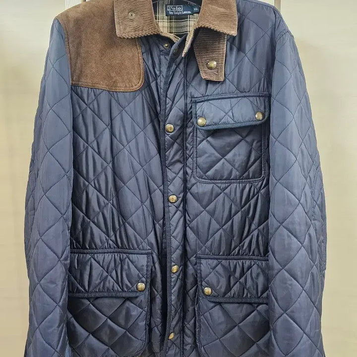 [BUNJANG] Polo Ralph Lauren Campton Quilted Jacket Suede Navy XL / [105]정품 폴로 랄프로렌 캠튼 퀼팅자켓 스웨이드 네이비 XL