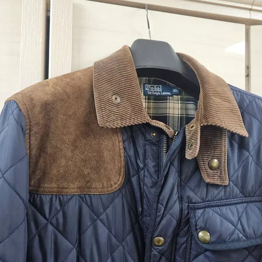 [BUNJANG] Polo Ralph Lauren Campton Quilted Jacket Suede Navy XL / [105]정품 폴로 랄프로렌 캠튼 퀼팅자켓 스웨이드 네이비 XL