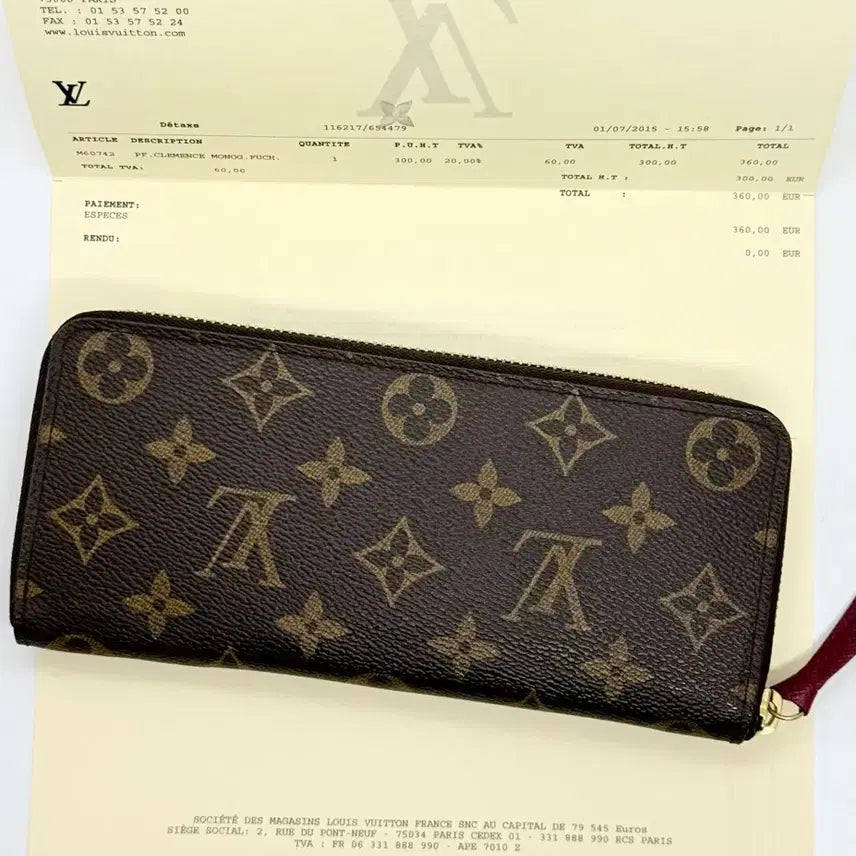 [BUNJANG] Louis Vuitton Clemence Wallet Monogram (Fuchsia) / 루이비통 클레망스 월릿 모노그램 (푸시아)