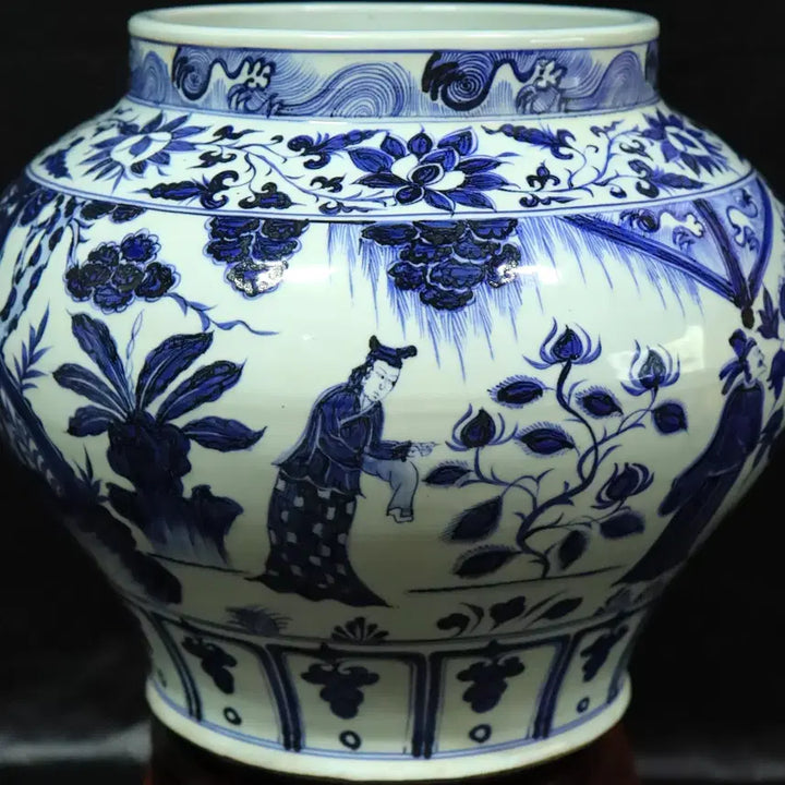 [BUNJANG] Chinese Blue and White Porcelain Vase with Scholar Figure / 중국 도자기 청화 고사인물도 호