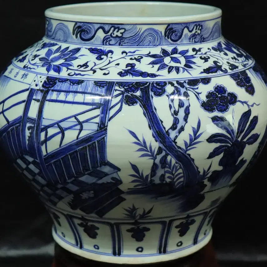 [BUNJANG] Chinese Blue and White Porcelain Vase with Scholar Figure / 중국 도자기 청화 고사인물도 호