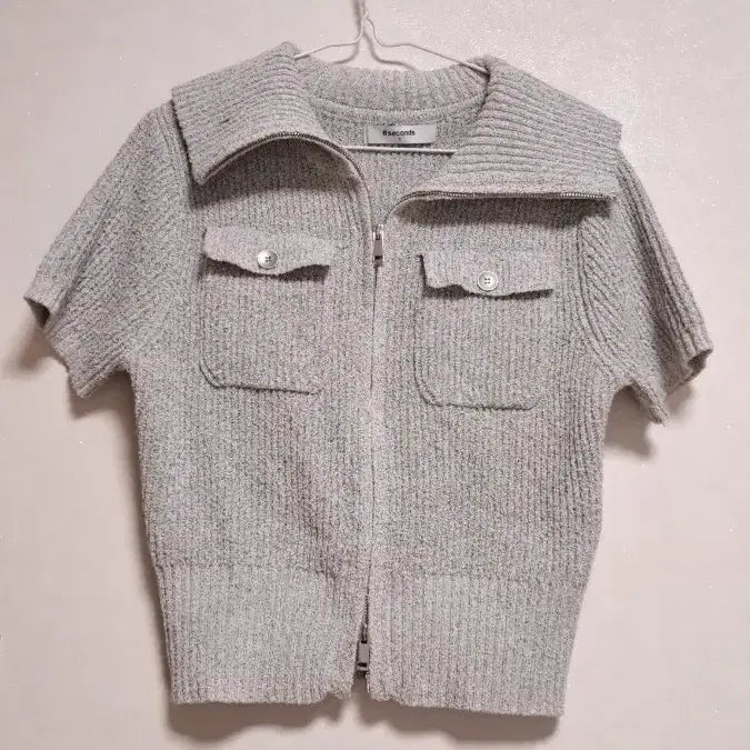 [BUNJANG] 8 Seconds Gray Knit Half-Zip Top 85 / 8세컨즈 그레이 니트 반팔 집업 85 01