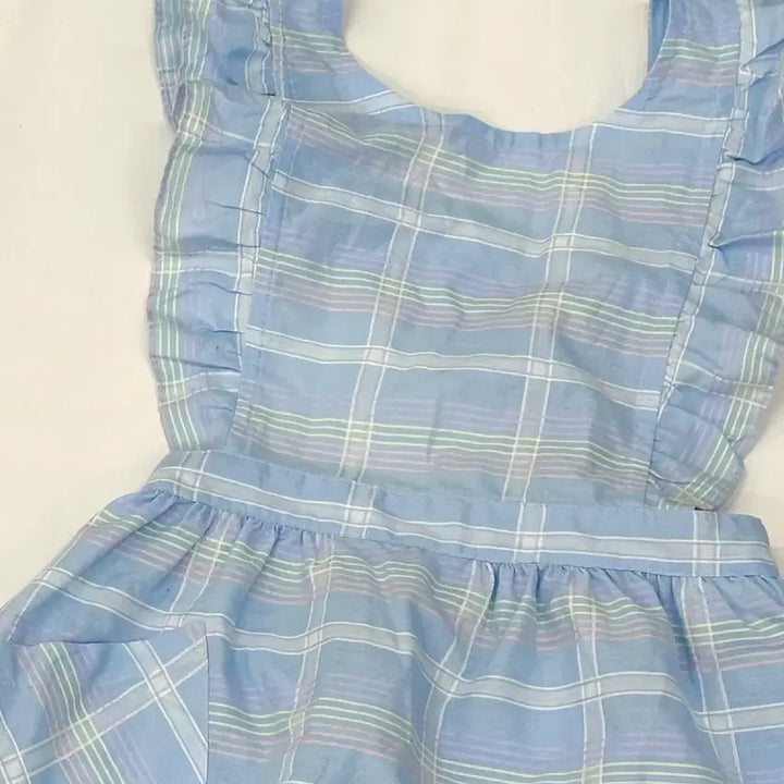 [BUNJANG] Vintage Sawako Layered Check Apron / 일본빈티지 사와코깔 레이어드 체크 러블리 앞치마 작업실 카페 공방추천