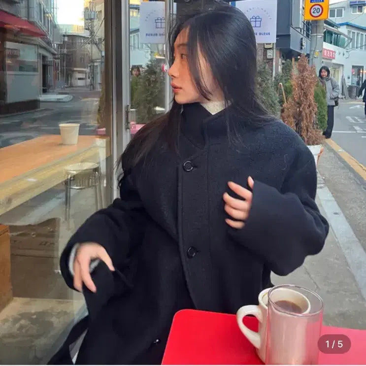 [BUNJANG] Anggae Half Coat Black / [영서Pick] 앙개 하프 피코트 블랙 anggae half coat