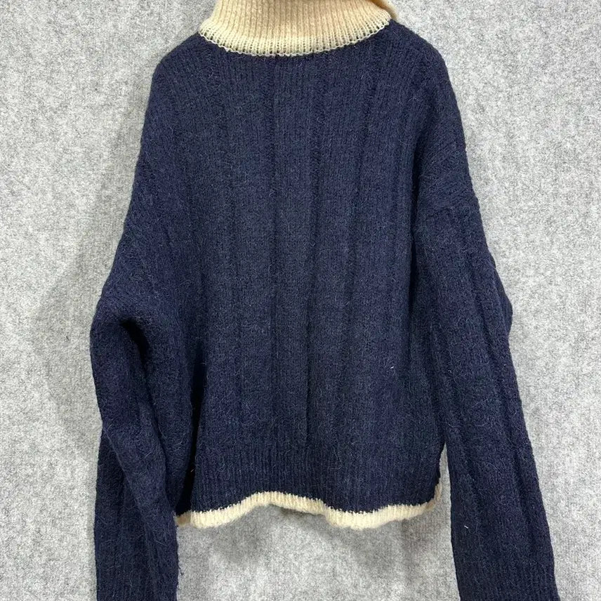 [BUNJANG] Grove Navy Colorblock Knit Sweater / 그로브 네이비 카라 니트 Grove