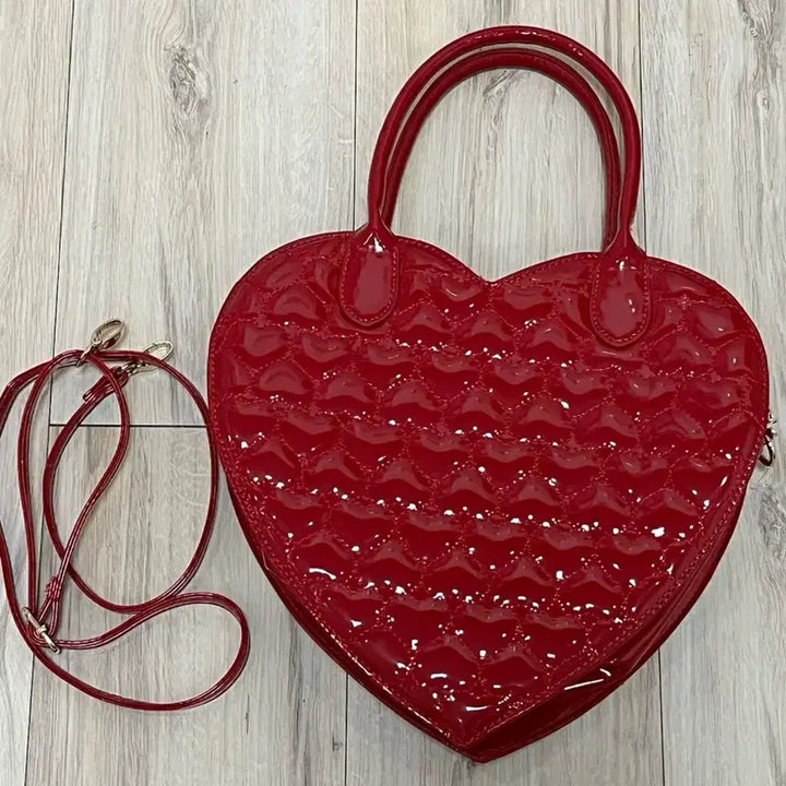 [BUNJANG] Dear My Love Red Quilted Heart Bag / 디어마이러브 디마럽 레드 에나멜 퀼팅 발렌타인데이 하트백