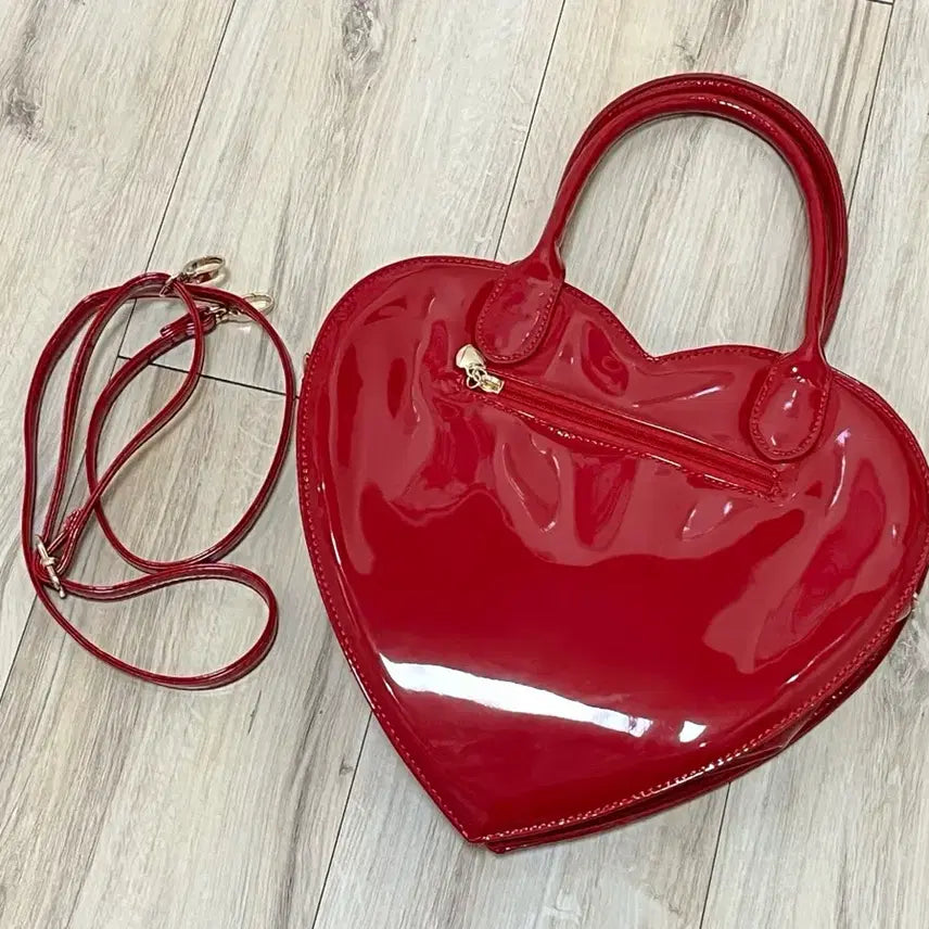 [BUNJANG] Dear My Love Red Quilted Heart Bag / 디어마이러브 디마럽 레드 에나멜 퀼팅 발렌타인데이 하트백