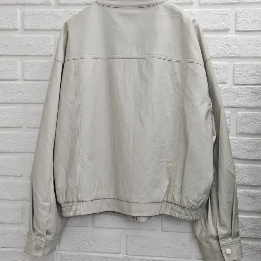 [BUNJANG] A-Bow Ivory Bomber Jacket / A055  아이보리색 봄버 레자 자켓(a-bow)