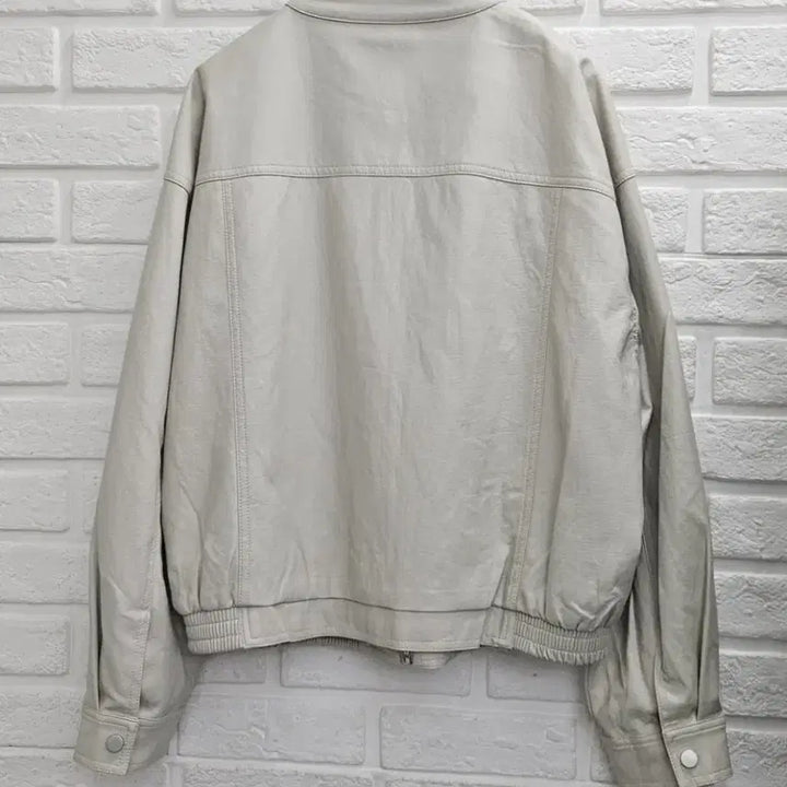 [BUNJANG] A-Bow Ivory Bomber Jacket / A055  아이보리색 봄버 레자 자켓(a-bow)