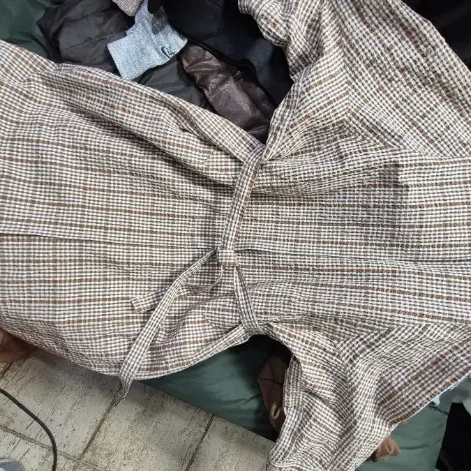 [BUNJANG] System Brown Check Embossed Trench Dress / 이태리.원단) 시스템   (바스락 엠보싱  원단) 원피스/ 트렌치코트