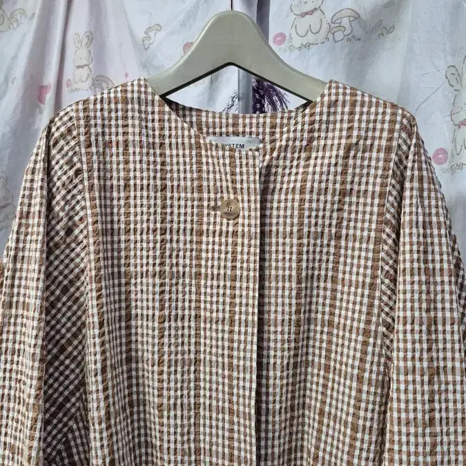 [BUNJANG] System Brown Check Embossed Trench Dress / 이태리.원단) 시스템   (바스락 엠보싱  원단) 원피스/ 트렌치코트