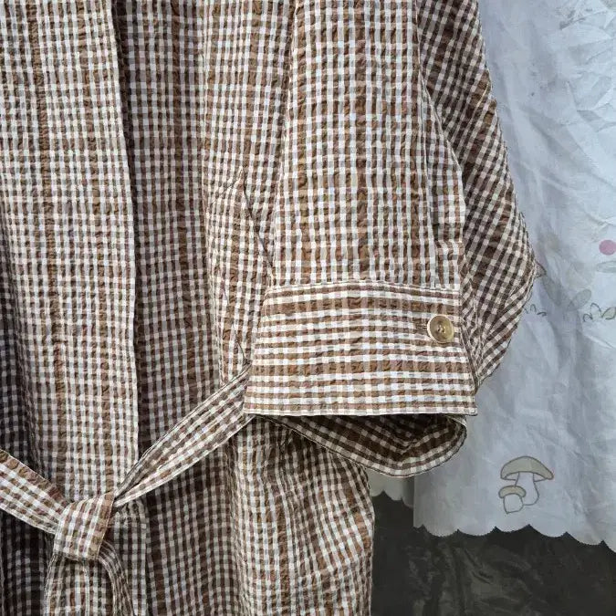 [BUNJANG] System Brown Check Embossed Trench Dress / 이태리.원단) 시스템   (바스락 엠보싱  원단) 원피스/ 트렌치코트