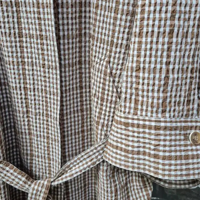 [BUNJANG] System Brown Check Embossed Trench Dress / 이태리.원단) 시스템   (바스락 엠보싱  원단) 원피스/ 트렌치코트