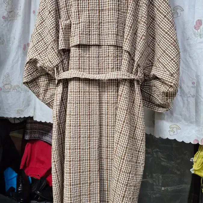[BUNJANG] System Brown Check Embossed Trench Dress / 이태리.원단) 시스템   (바스락 엠보싱  원단) 원피스/ 트렌치코트