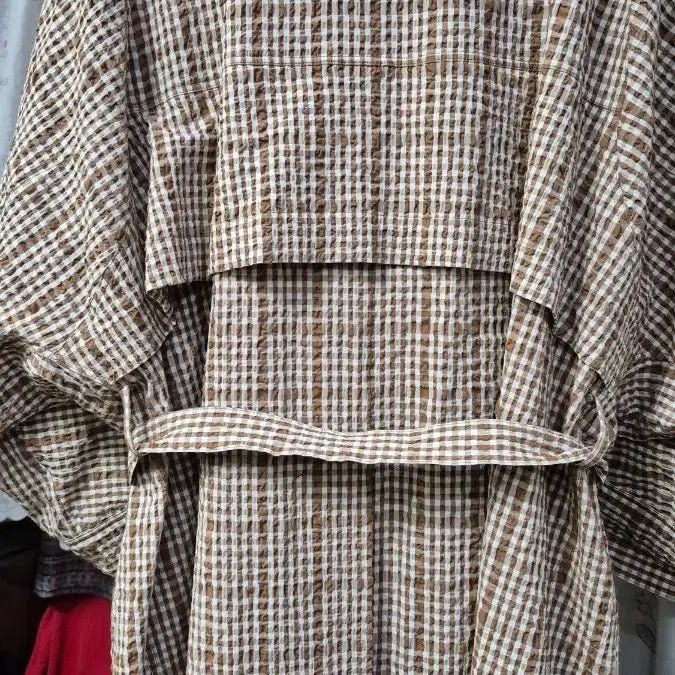 [BUNJANG] System Brown Check Embossed Trench Dress / 이태리.원단) 시스템   (바스락 엠보싱  원단) 원피스/ 트렌치코트