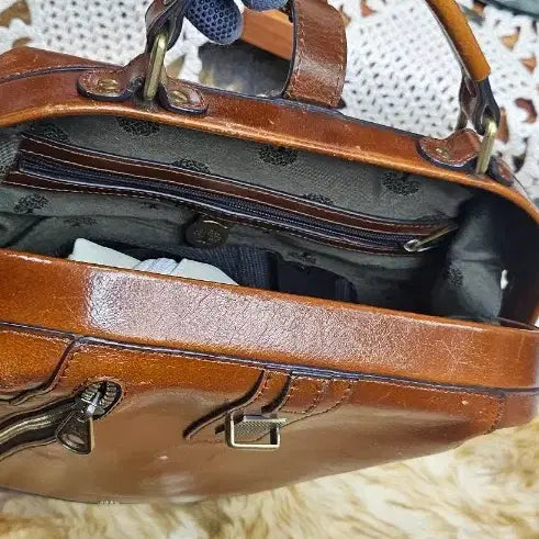 [BUNJANG] LITCHI Brown Leather Backpack / LITCHI갈색 가죽 백팩 남성여성 가방