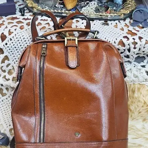 [BUNJANG] LITCHI Brown Leather Backpack / LITCHI갈색 가죽 백팩 남성여성 가방