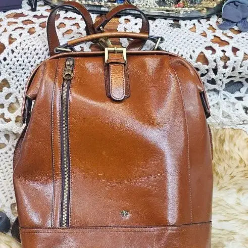 [BUNJANG] LITCHI Brown Leather Backpack / LITCHI갈색 가죽 백팩 남성여성 가방