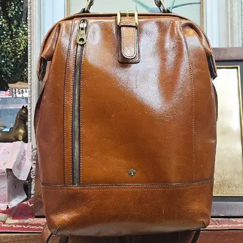 [BUNJANG] LITCHI Brown Leather Backpack / LITCHI갈색 가죽 백팩 남성여성 가방