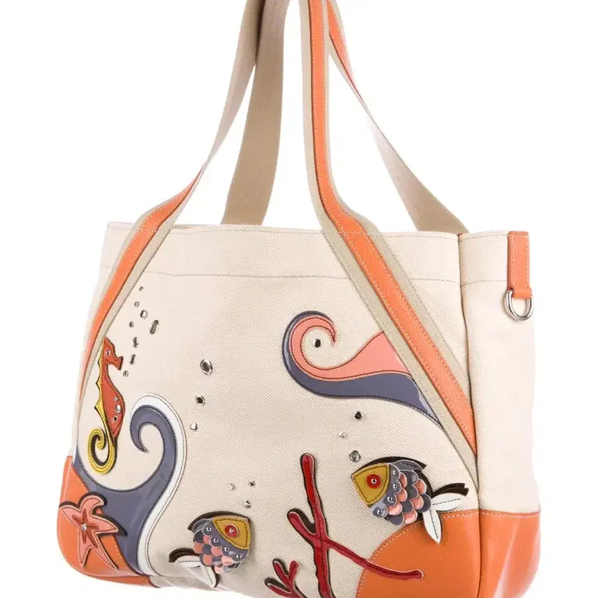 [BUNJANG] Prada Sea Life Canvas Big Tote Bag / 프라다 Sea Life 카나파 캔버스 빅 토트백