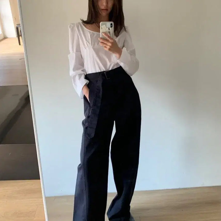 [BUNJANG] 르에 Lea Tino Curved Belted Pants / 르에 lea TINO CURVED BELTED PANTS 티노 팬츠