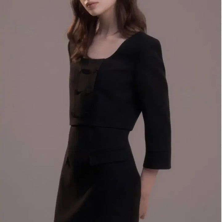 [BUNJANG] Mausolleum Celina Button Dress - Black / 고급하객룩 마우솔레움 celina button dress 블랙