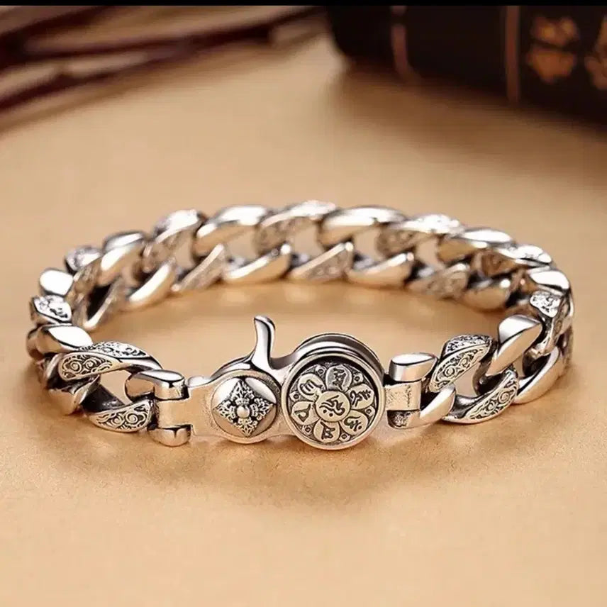 [BUNJANG] Silver Chain Bracelet 20cm / 6자진언 돌임 십자금강 실버  체인 팔찌 남성20cm