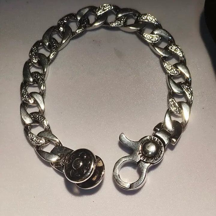 [BUNJANG] Silver Chain Bracelet 20cm / 6자진언 돌임 십자금강 실버  체인 팔찌 남성20cm